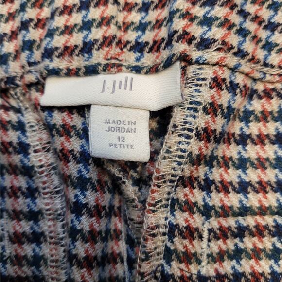 J.Jill Ponte Slim Leg Pants 12P Beige Red Blue Houndstooth EUC - Picture 9 of 13